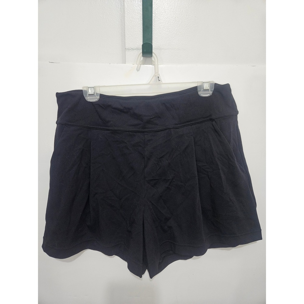 Halara Women Black High Waisted Pleated Athletic Shorts XL Pocket Stretch Active